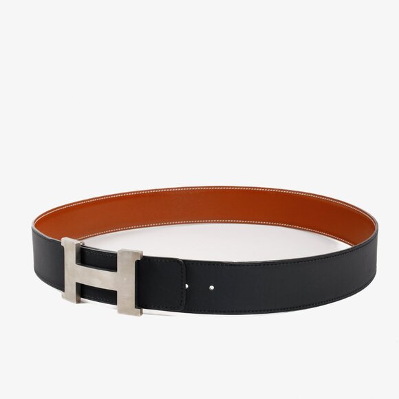 Hermes Bicolor Brown Togo Calfskin H Buckle Reversible Belt